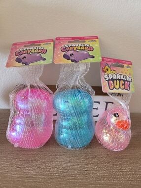 Orb Curiosities Sparklee Capybara & Duck Set - Pink and Blue Squishy Bundle-